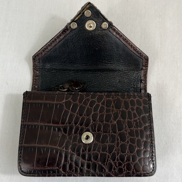 Vintage Brighton Wallet Croc Embossed Leather, Brown Envelope Style - Picture 10 of 15